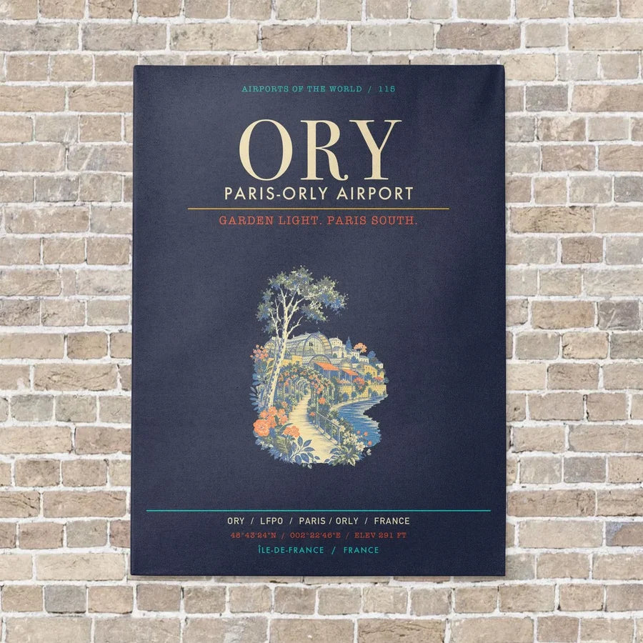Paris-Orly Airport ORY - Canvas Framed - Navy Blue