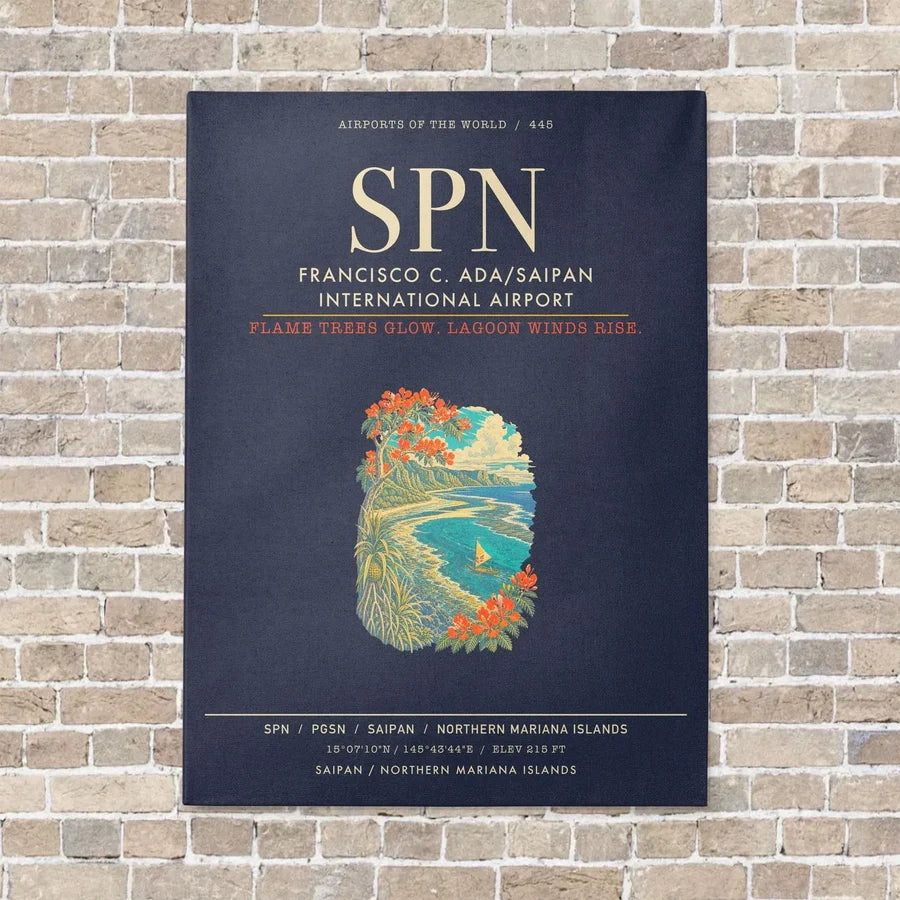 Francisco C. Ada Saipan International Airport SPN - Canvas Framed - Navy Blue
