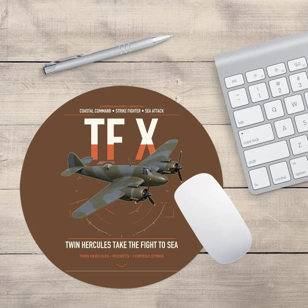 Bristol Beaufighter TF X design on brown round mouse pad