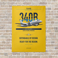 Thumbnail for Saab 340B vertical canvas print - no frame - yellow background
