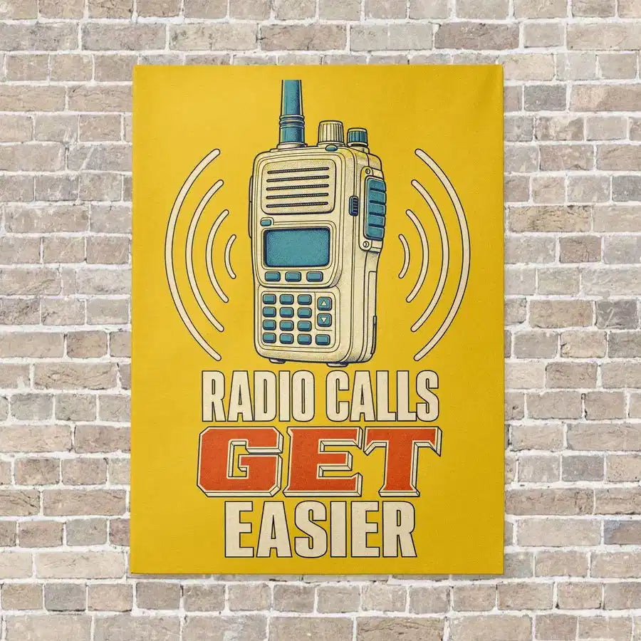 Radio Calls Get Easier vertical canvas print - no frame - yellow background