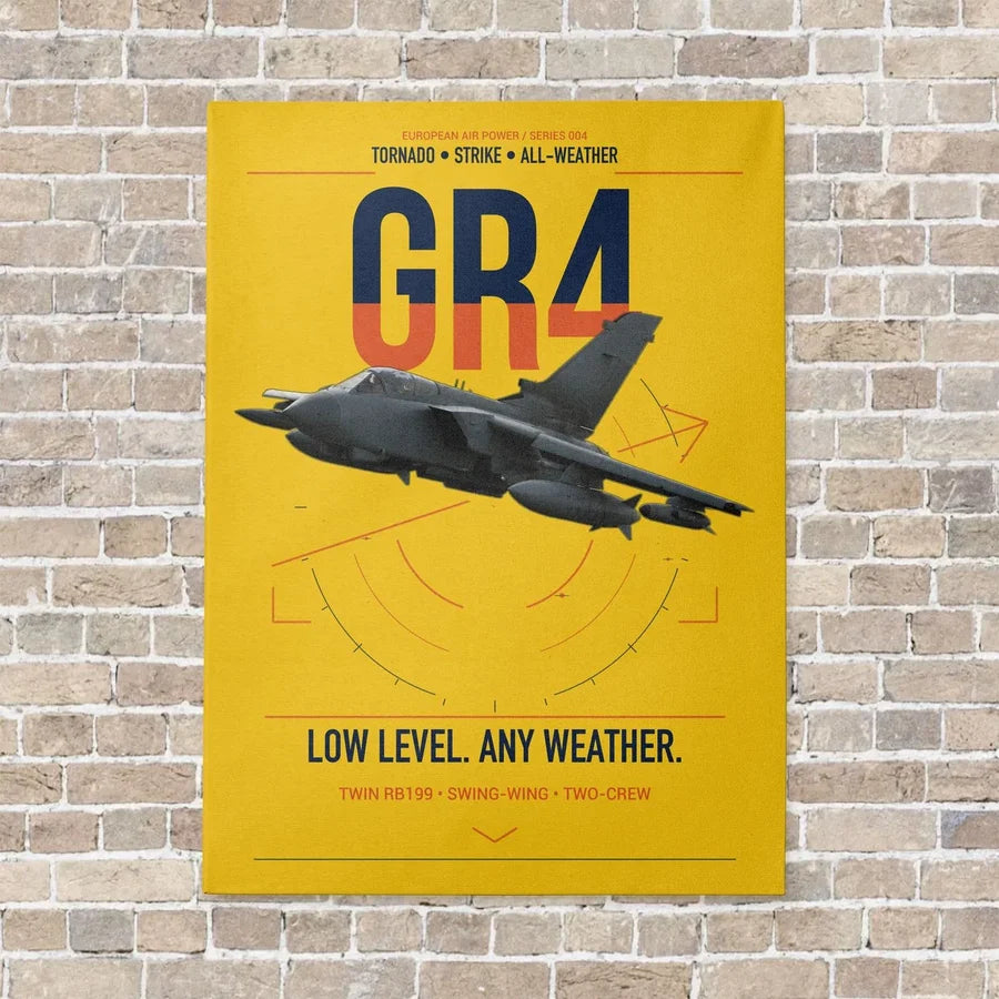 Panavia Tornado GR4 vertical canvas print - no frame - yellow background