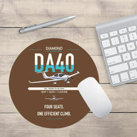 Thumbnail for Diamond DA40 design on brown round mouse pad