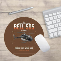 Thumbnail for Bell 505 Jet Ranger X design on brown round mouse pad