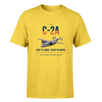 Thumbnail for C-2A Greyhound design on yellow double-side t-shirt, single-side print