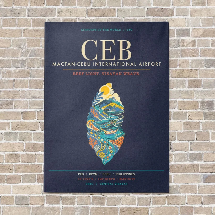 Mactan-Cebu International Airport CEB - Canvas Framed - Navy Blue