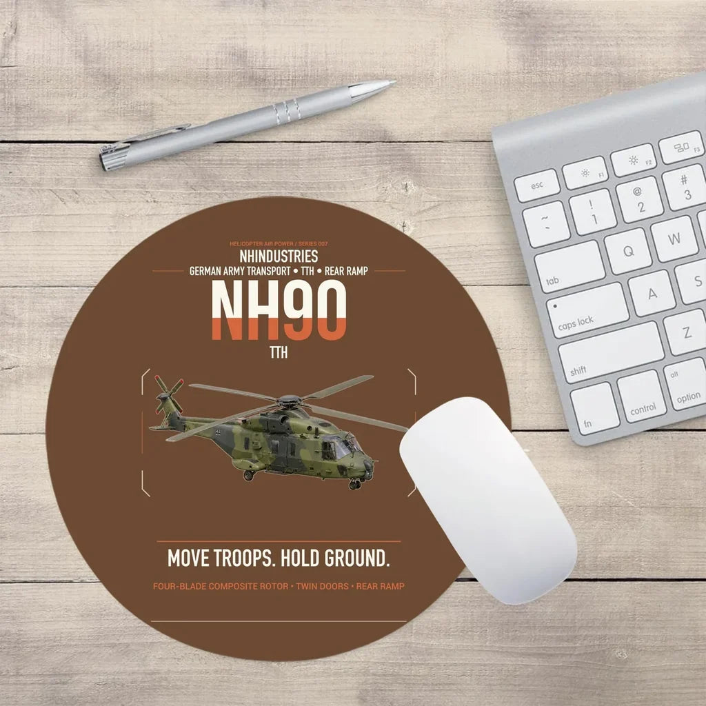 NHIndustries NH90 TTH design on brown round mouse pad