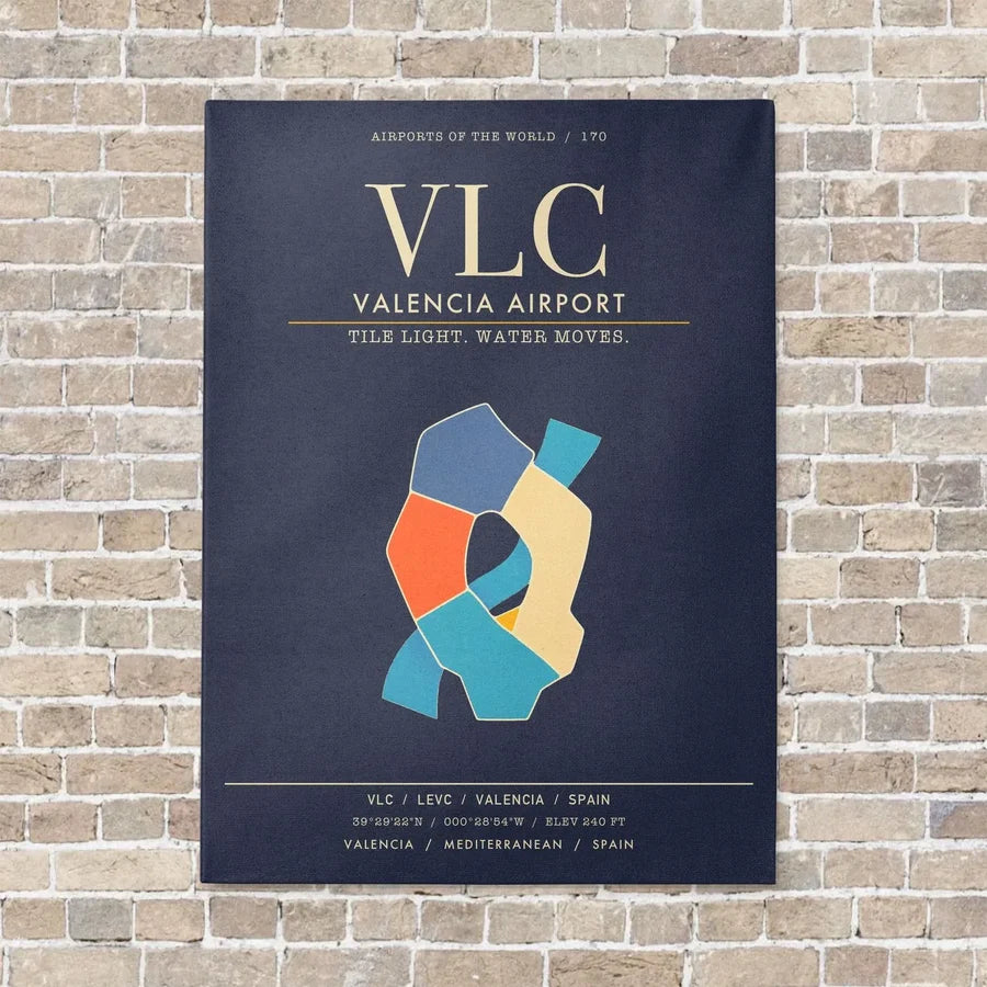 Valencia Airport VLC - Canvas Framed - Navy Blue