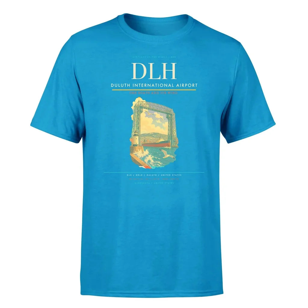 Duluth International Airport (DLH) T-Shirt single-side front print in Turquoise | duluth-international-airport-dlh-double-side-t-shirt