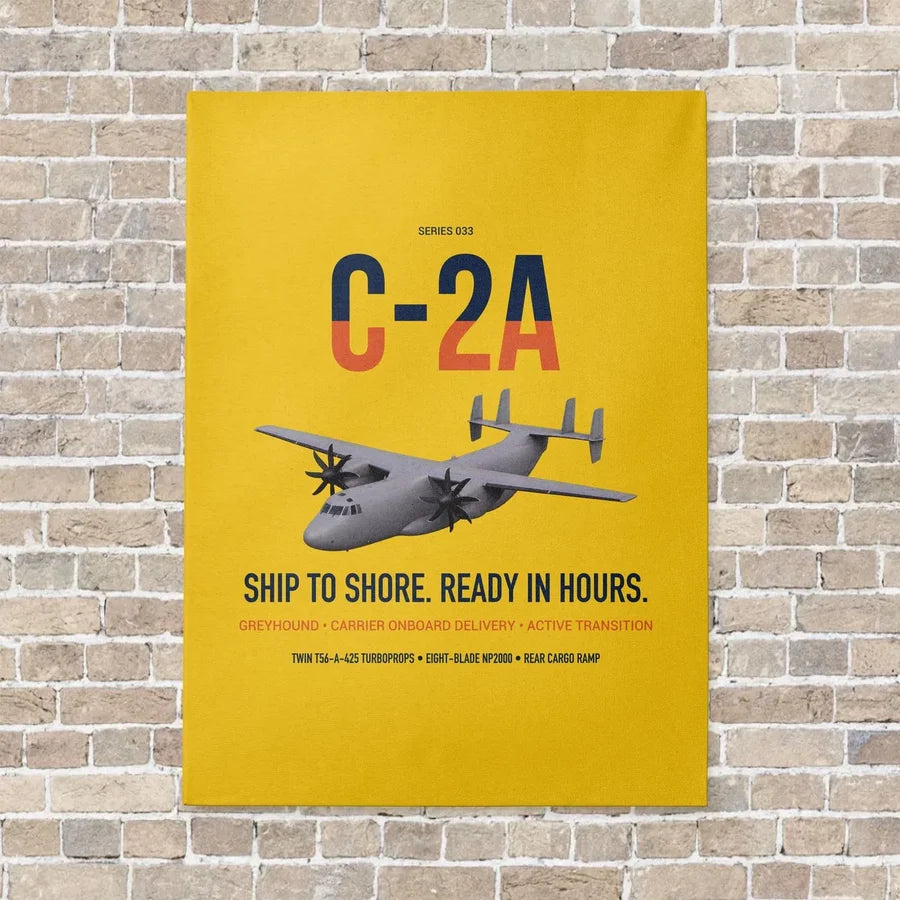C-2A Greyhound vertical canvas print - no frame - yellow background