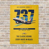 Thumbnail for Boeing 737-300 Classic vertical canvas print - no frame - yellow background