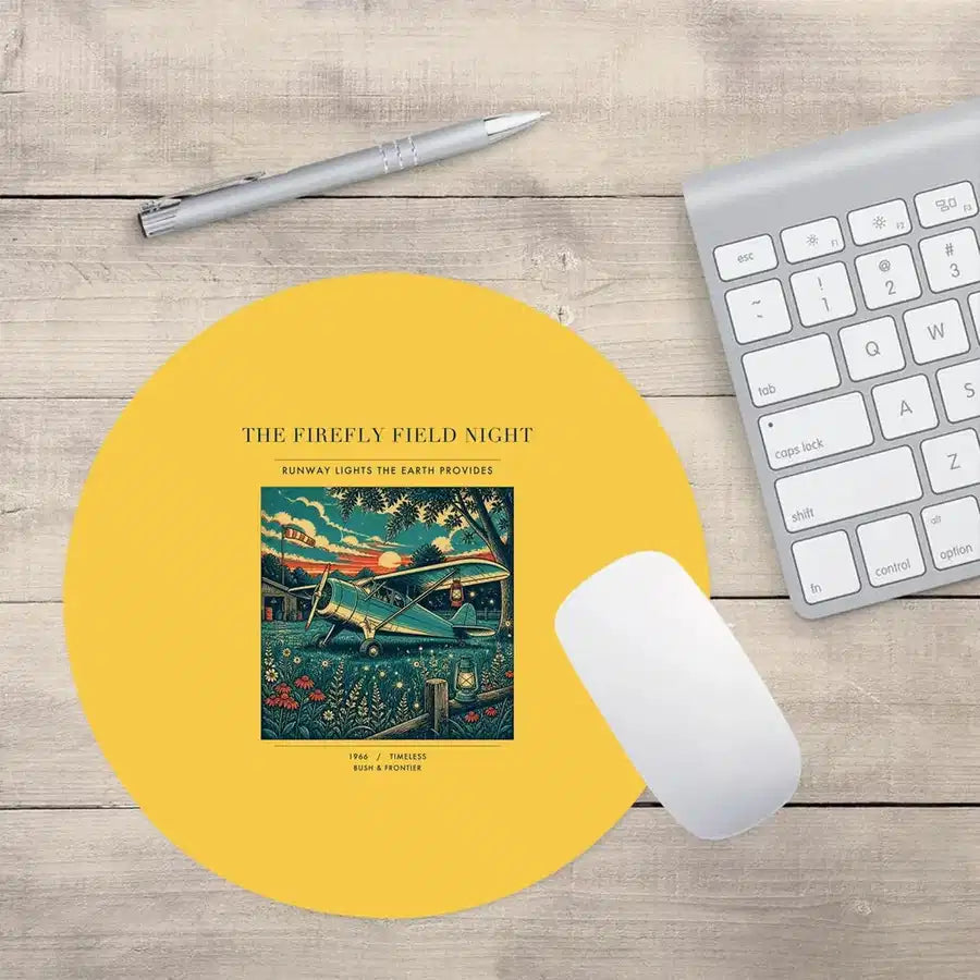 VINTAGE G4400 - The Firefly Field Night - Designed Mouse Pads design on yellow round