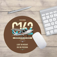 Thumbnail for Cessna 162 Skycatcher design on brown round mouse pad