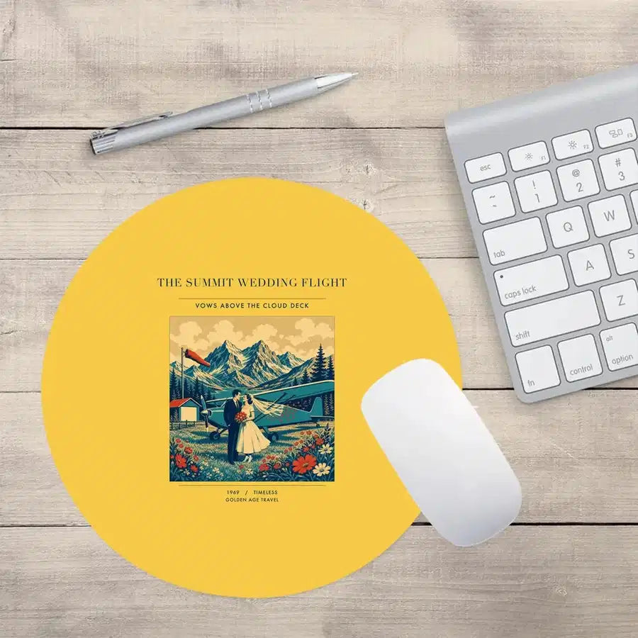 VINTAGE G4345 - The Summit Wedding Flight - Designed Mouse Pads design on yellow round