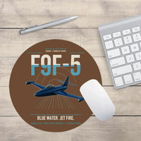 Thumbnail for F9F-5 Panther design on brown round mouse pad