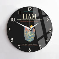 Thumbnail for Hamburg Airport Helmut Schmidt HAM - Elbe Brick Tide Signal Wall-Clock No-Frame - Black