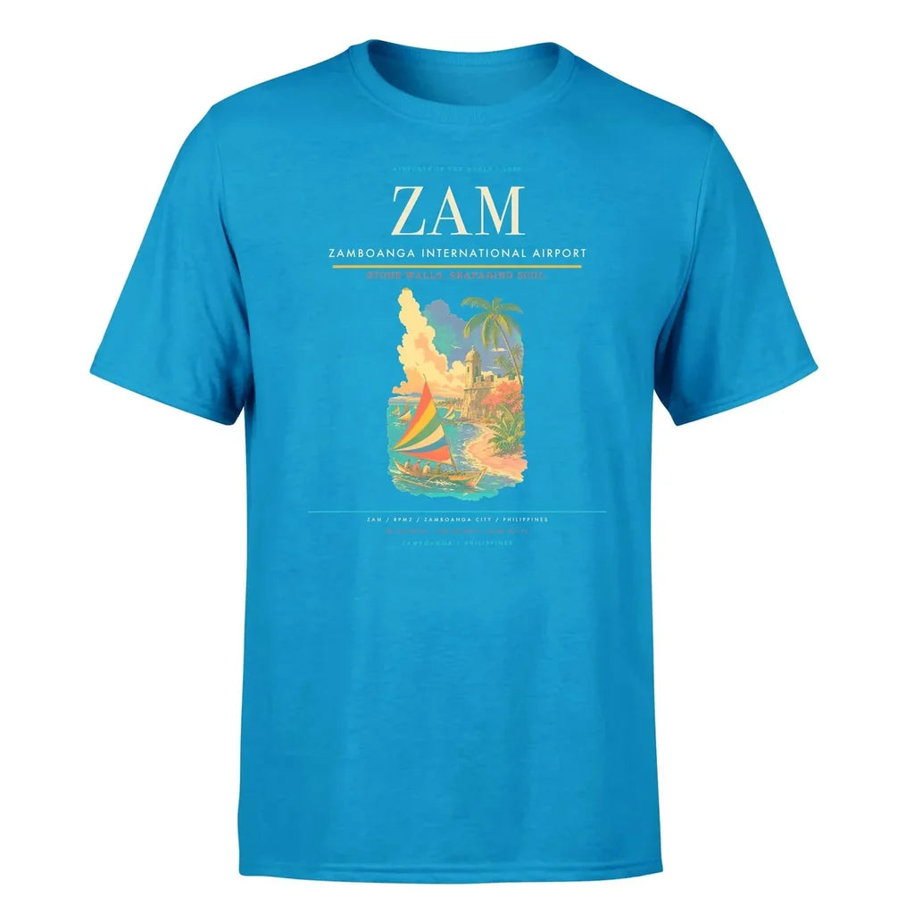 Zamboanga International Airport (ZAM) T-Shirt single-side front print in Turquoise | zamboanga-international-airport-zam-double-side-t-shirt