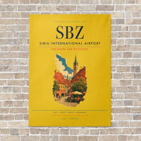 Thumbnail for Sibiu International Airport SBZ vertical canvas print - no frame - yellow background