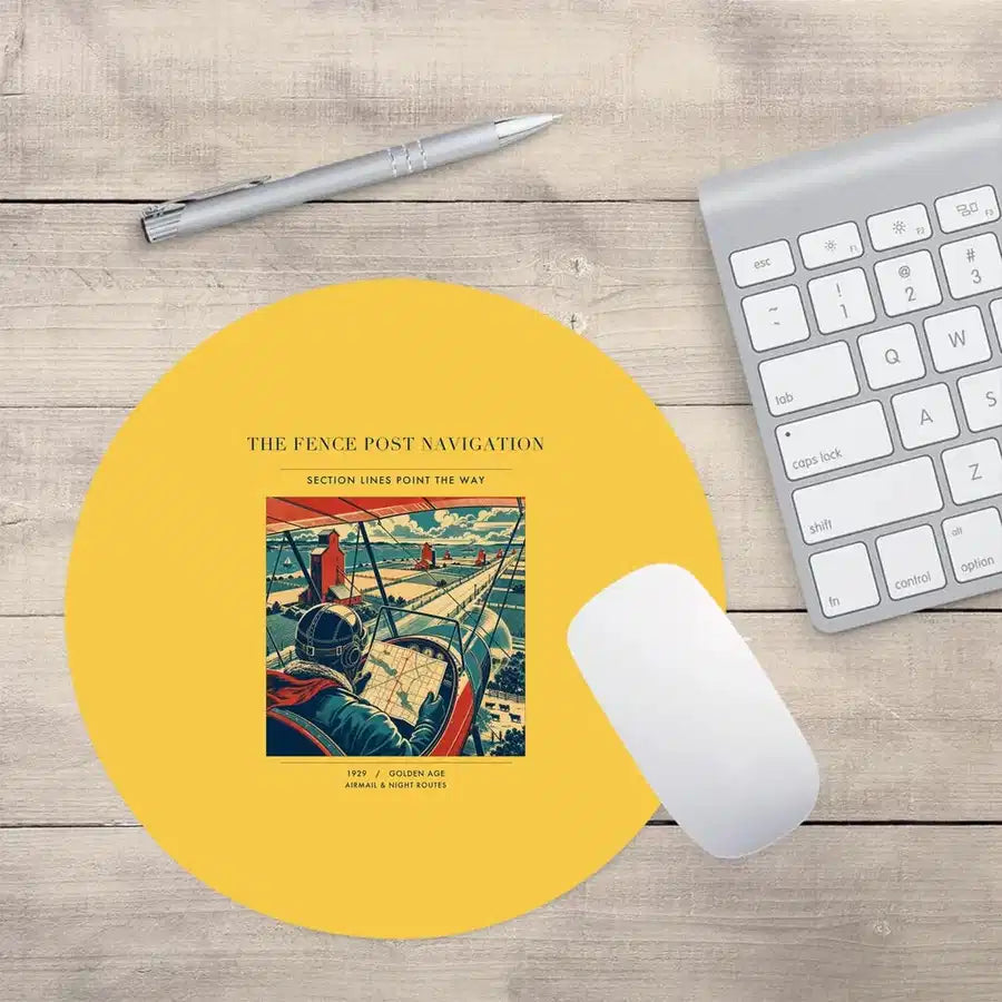 VINTAGE G4390 - The Fence Post Navigation - Designed Mouse Pads design on yellow round