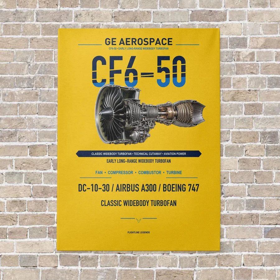 CF6-50 vertical canvas print - no frame - yellow background