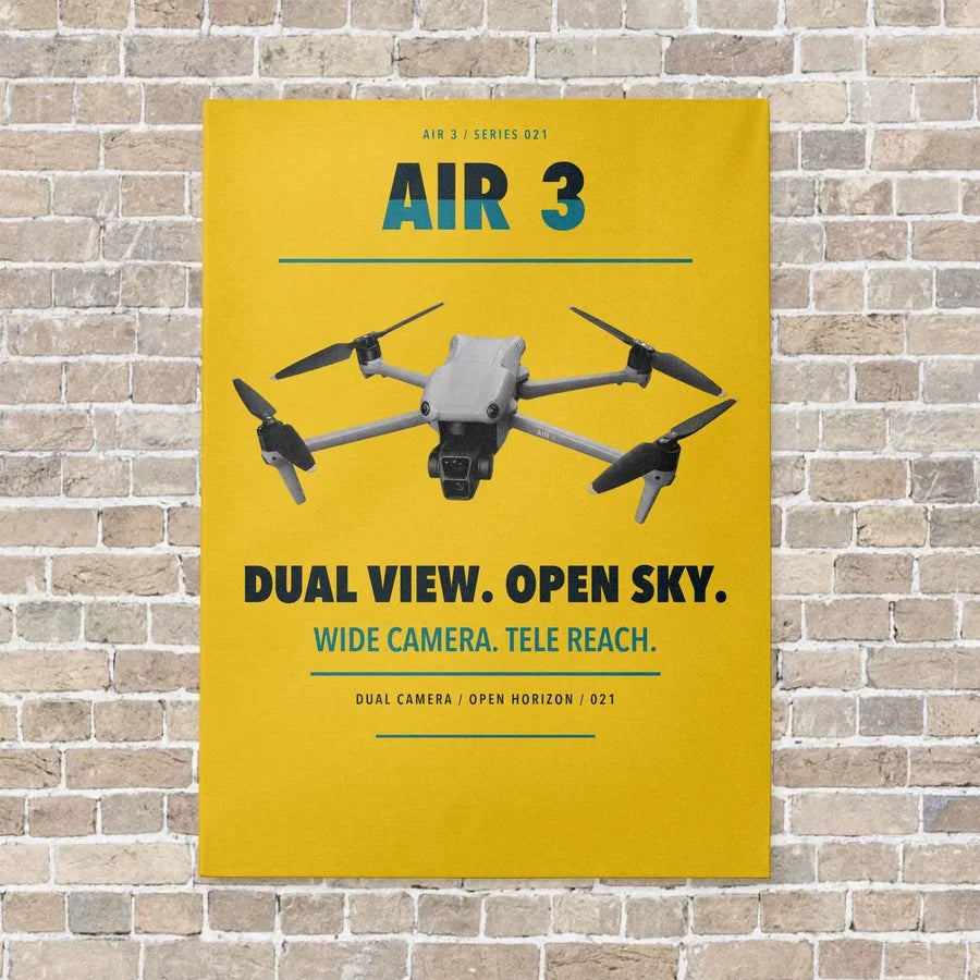 DJI Air 3 vertical canvas print - no frame - yellow background