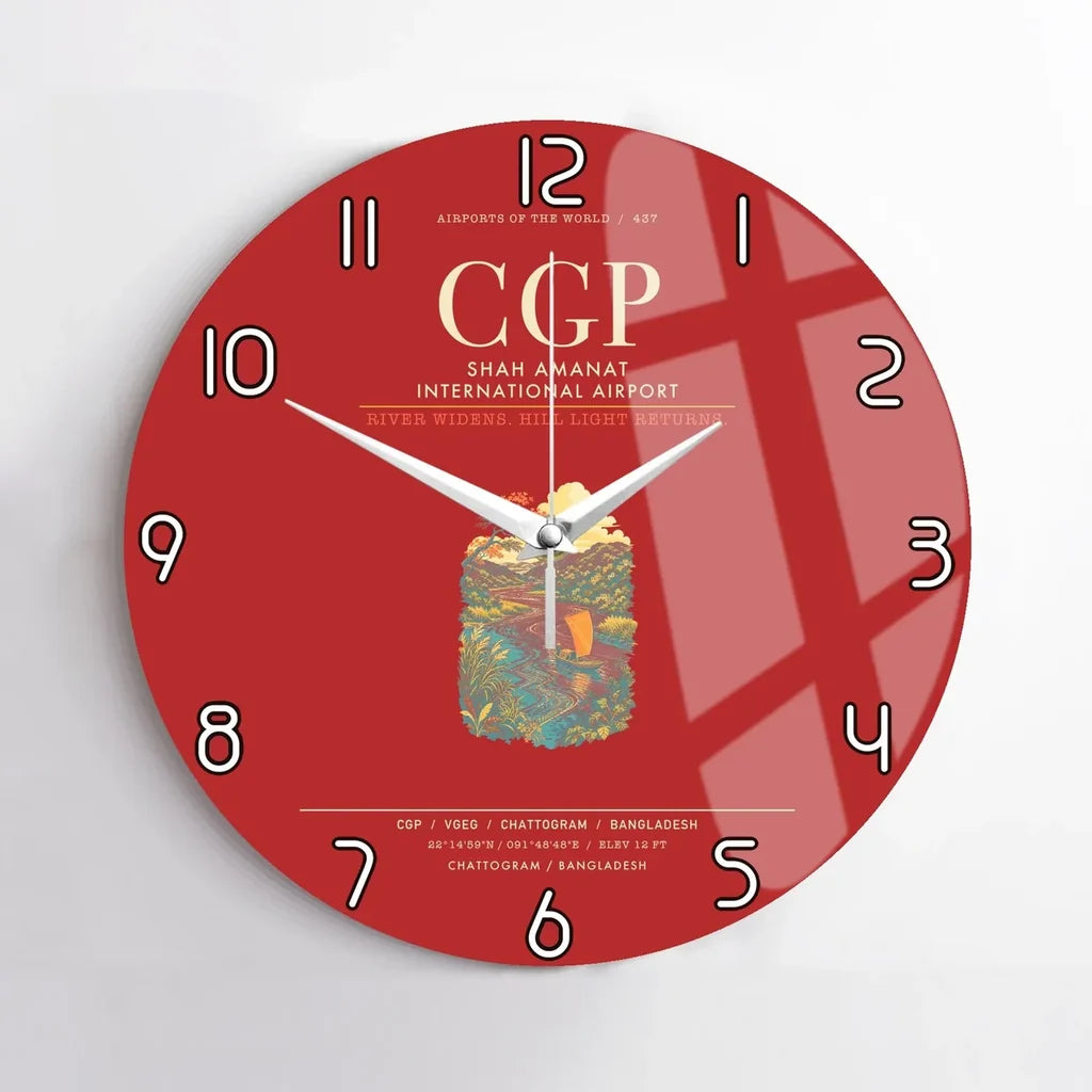 Shah Amanat International Airport Chattogram CGP Wall-Clock No-Frame - Red