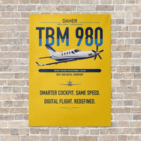 Thumbnail for Daher TBM 980 vertical canvas print - no frame - yellow background