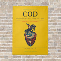 Thumbnail for Yellowstone Regional Airport COD — Cody vertical canvas print - no frame - yellow background
