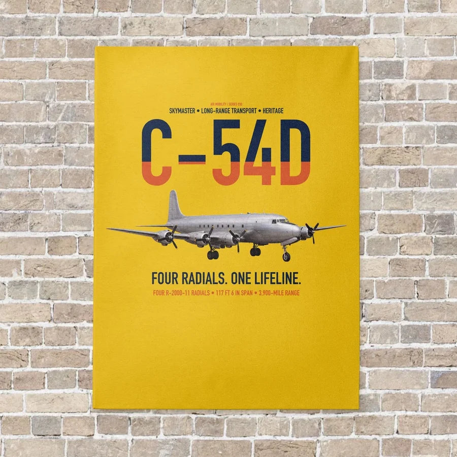 C-54D Skymaster vertical canvas print - no frame - yellow background