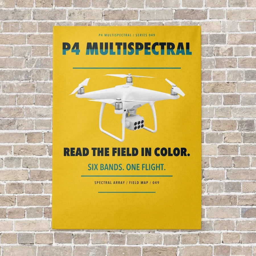 DJI P4 Multispectral vertical canvas print - no frame - yellow background