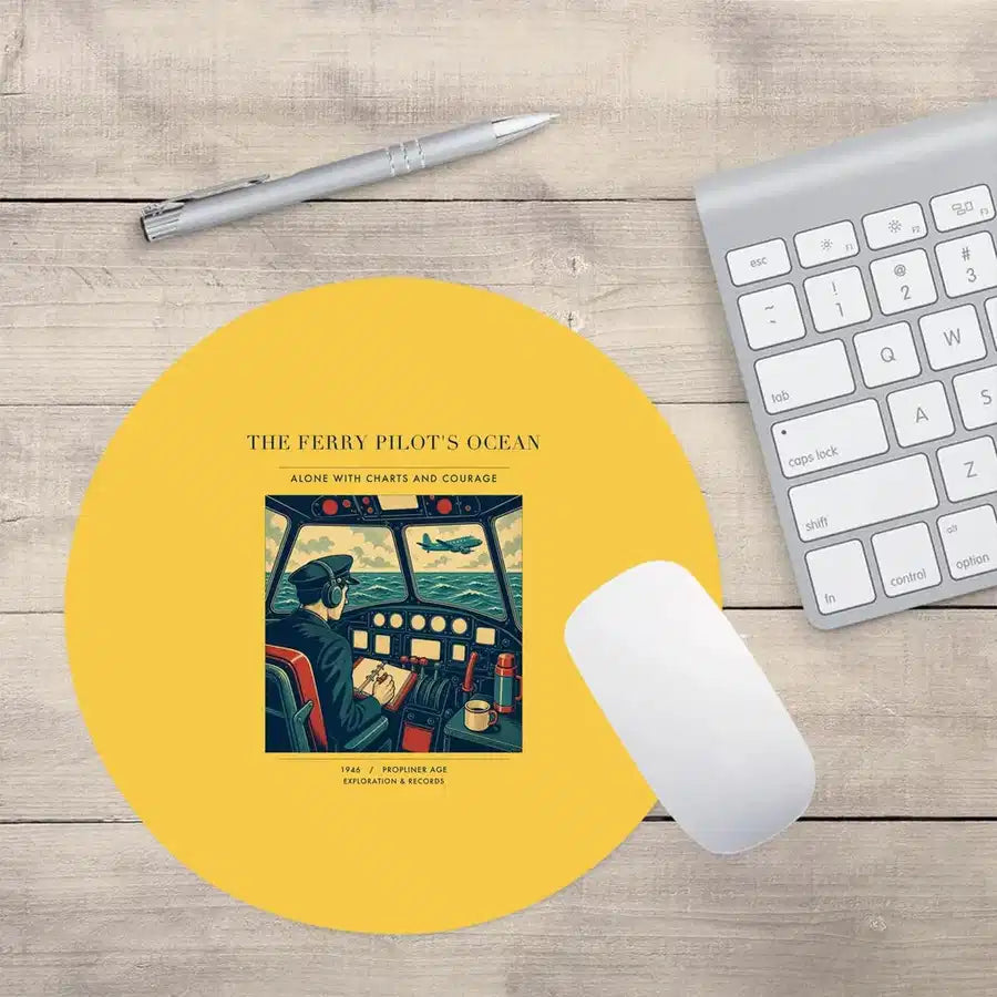 VINTAGE G4368 - The Ferry Pilot's Ocean - Designed Mouse Pads design on yellow round
