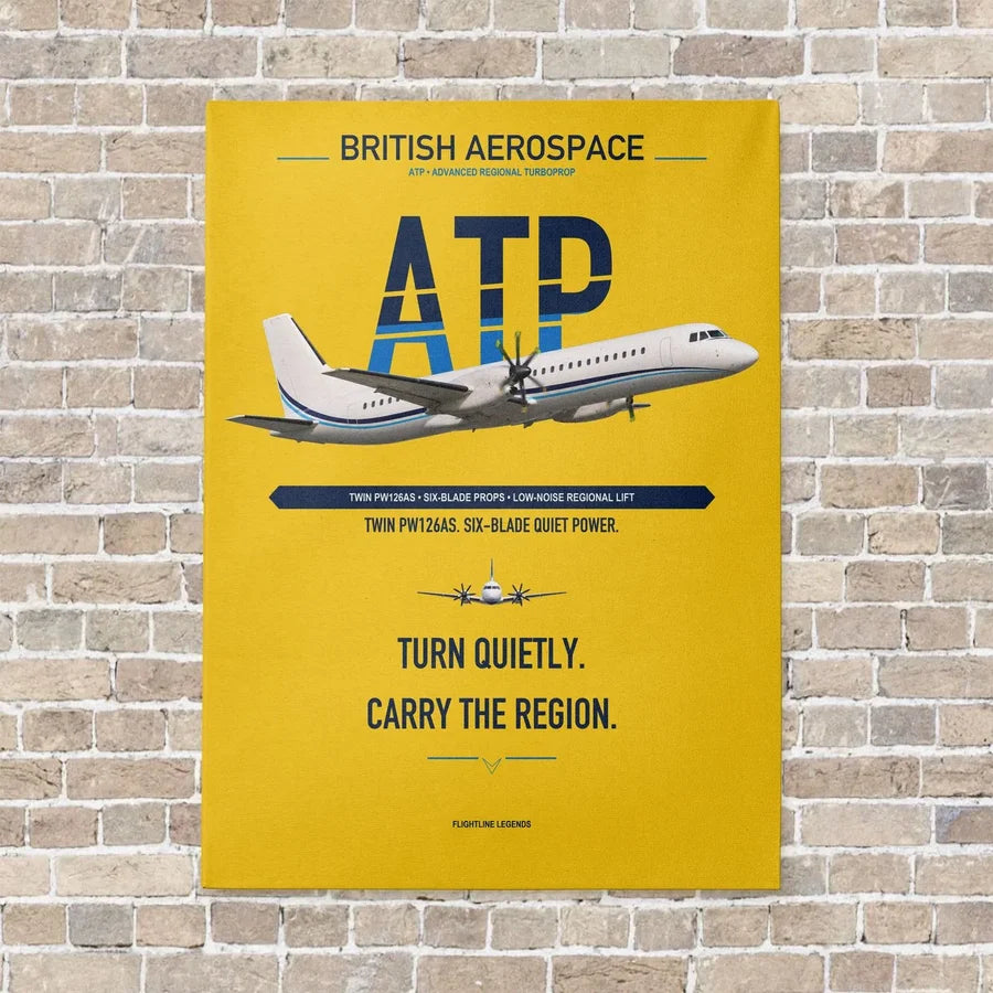 British Aerospace ATP vertical canvas print - no frame - yellow background
