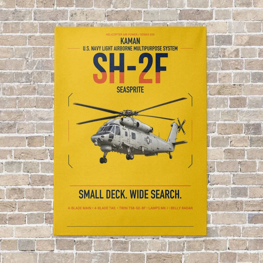 Kaman SH-2F Seasprite vertical canvas print - no frame - yellow background