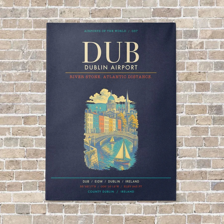 Dublin Airport DUB - Canvas Framed - Navy Blue