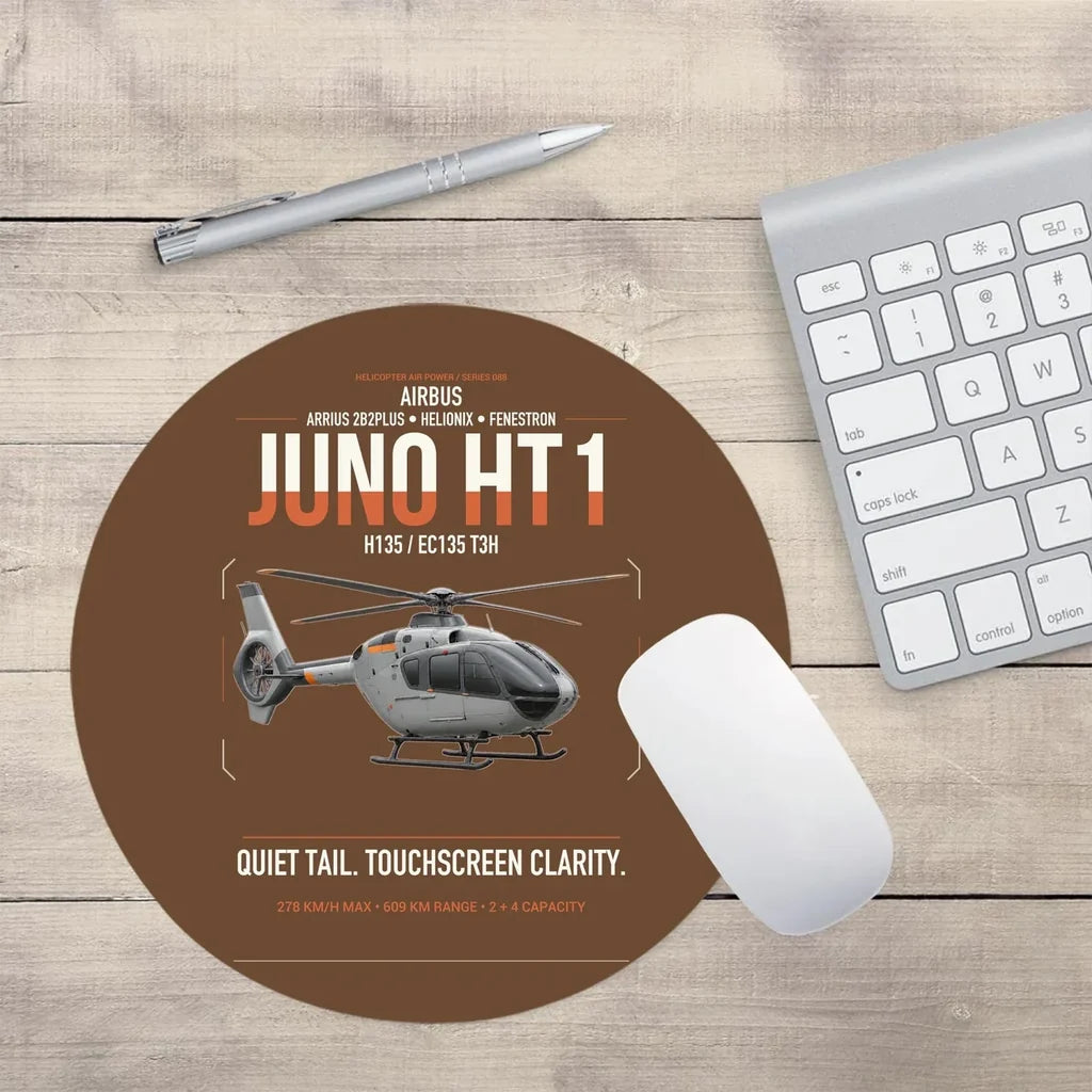 Airbus H135 Juno HT1 design on brown round mouse pad