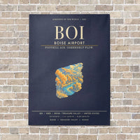 Thumbnail for Boise Airport BOI - Canvas Framed - Navy Blue