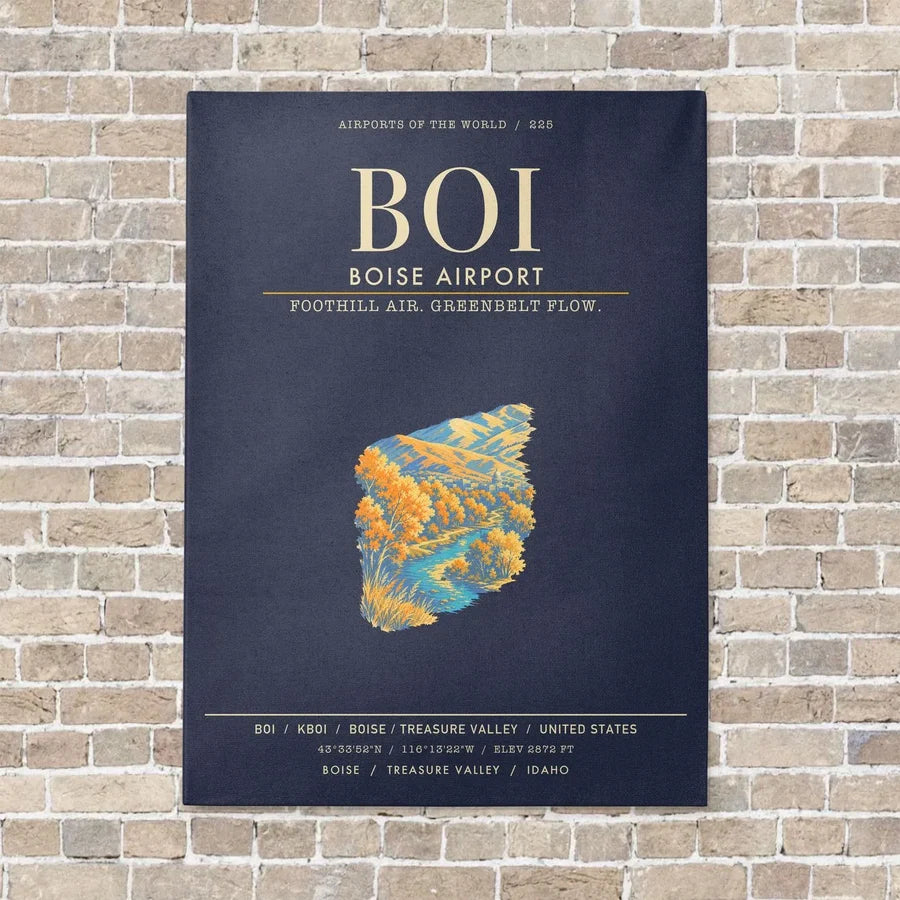 Boise Airport BOI - Canvas Framed - Navy Blue
