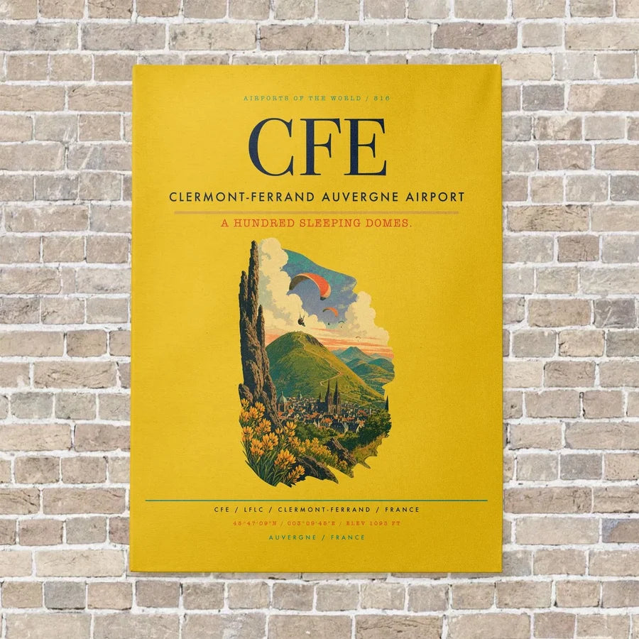 Clermont-Ferrand Auvergne Airport CFE - Canvas No Frame - Yellow