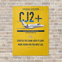 Thumbnail for Cessna Citation CJ2+ vertical canvas print - no frame - yellow background