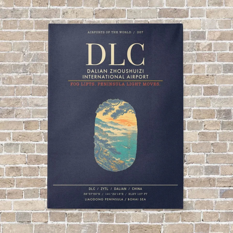 Dalian Zhoushuizi International Airport DLC - Canvas Framed - Navy Blue