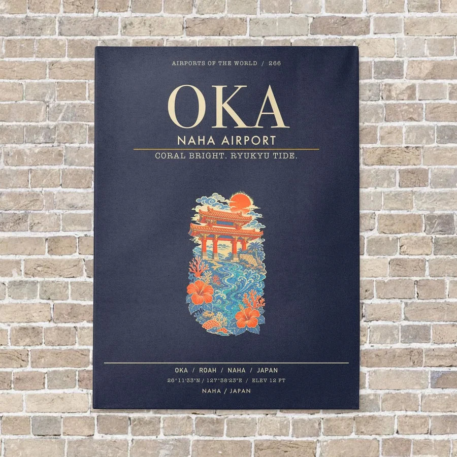 Naha Airport OKA - Canvas Framed - Navy Blue