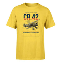 Thumbnail for Fiat CR.42 Falco design on yellow t-shirt, single-side print