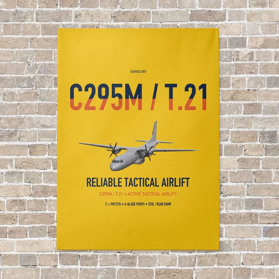 Airbus C295M T.21 vertical canvas print - no frame - yellow background