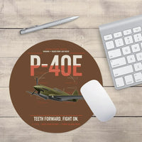 Thumbnail for P-40E Warhawk design on brown round mouse pad
