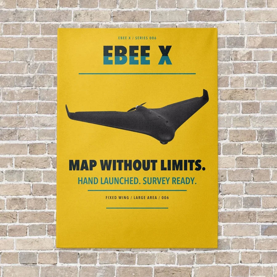 AgEagle eBee X vertical canvas print - no frame - yellow background