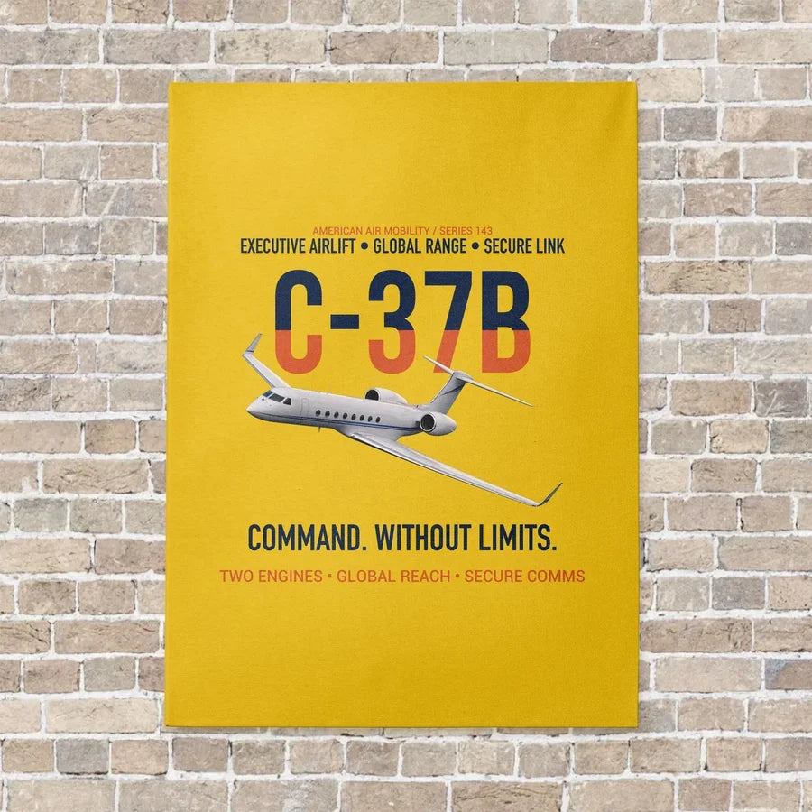 C-37B Global Command Link vertical canvas print - no frame - yellow background