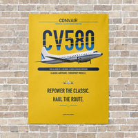Thumbnail for Convair 580 vertical canvas print - no frame - yellow background
