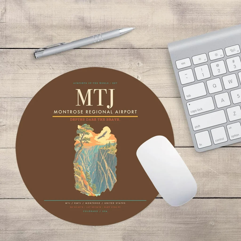 Montrose Regional Airport (MTJ) design on brown round mouse pad
