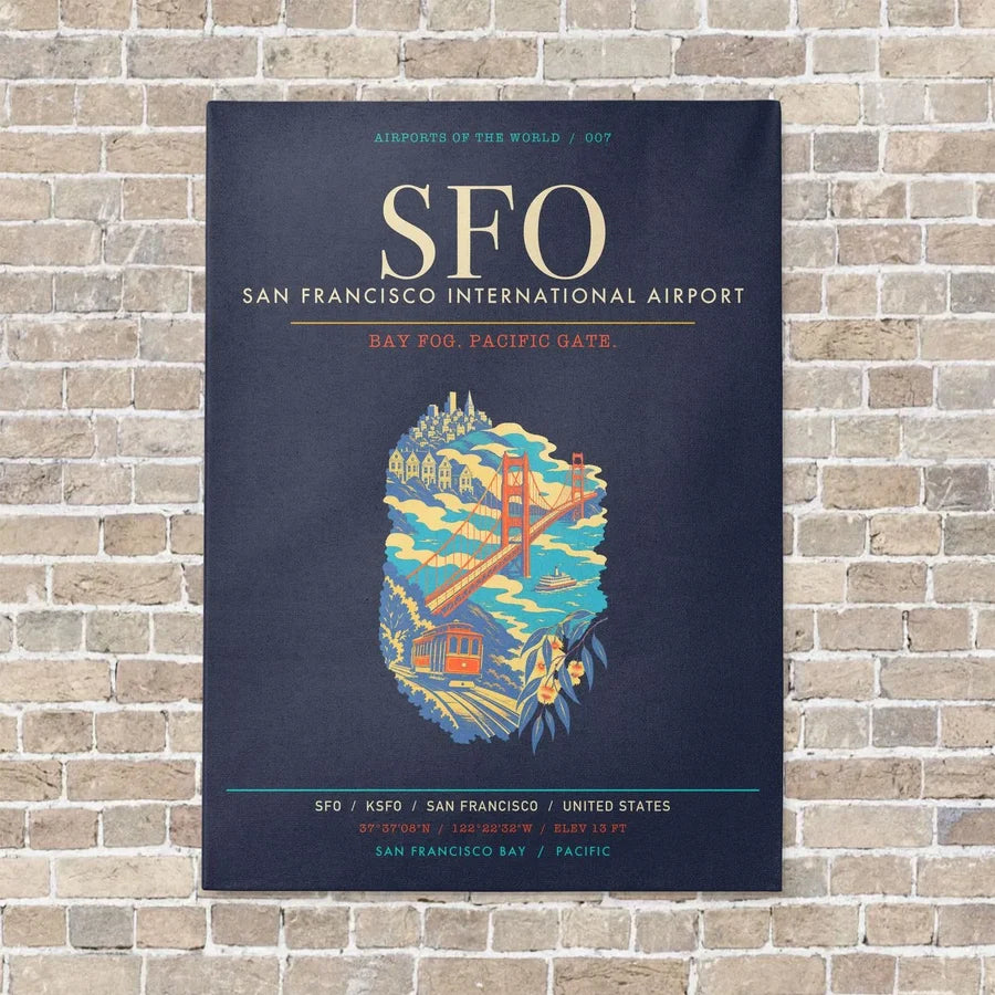 San Francisco International Airport SFO - Canvas Framed - Navy Blue