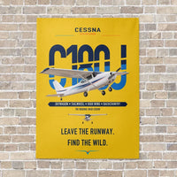 Thumbnail for Cessna 180J Skywagon vertical canvas print - no frame - yellow background